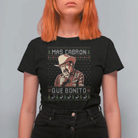 Funny Julian Garza Christmas T Shirt For Women Mas Cabron Que Bonito Cowboy Holiday Mexican Xmas - Wonder Print Shop