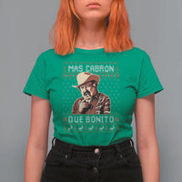 Funny Julian Garza Christmas T Shirt For Women Mas Cabron Que Bonito Cowboy Holiday Mexican Xmas - Wonder Print Shop