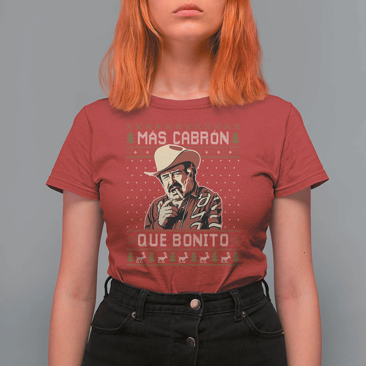 Funny Julian Garza Christmas T Shirt For Women Mas Cabron Que Bonito Cowboy Holiday Mexican Xmas - Wonder Print Shop
