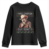 Funny Julian Garza Christmas Youth Sweatshirt Mas Cabron Que Bonito Cowboy Holiday Mexican Xmas - Wonder Print Shop