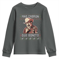 Funny Julian Garza Christmas Youth Sweatshirt Mas Cabron Que Bonito Cowboy Holiday Mexican Xmas - Wonder Print Shop