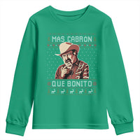Funny Julian Garza Christmas Youth Sweatshirt Mas Cabron Que Bonito Cowboy Holiday Mexican Xmas - Wonder Print Shop