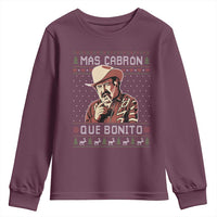 Funny Julian Garza Christmas Youth Sweatshirt Mas Cabron Que Bonito Cowboy Holiday Mexican Xmas - Wonder Print Shop