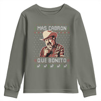 Funny Julian Garza Christmas Youth Sweatshirt Mas Cabron Que Bonito Cowboy Holiday Mexican Xmas - Wonder Print Shop
