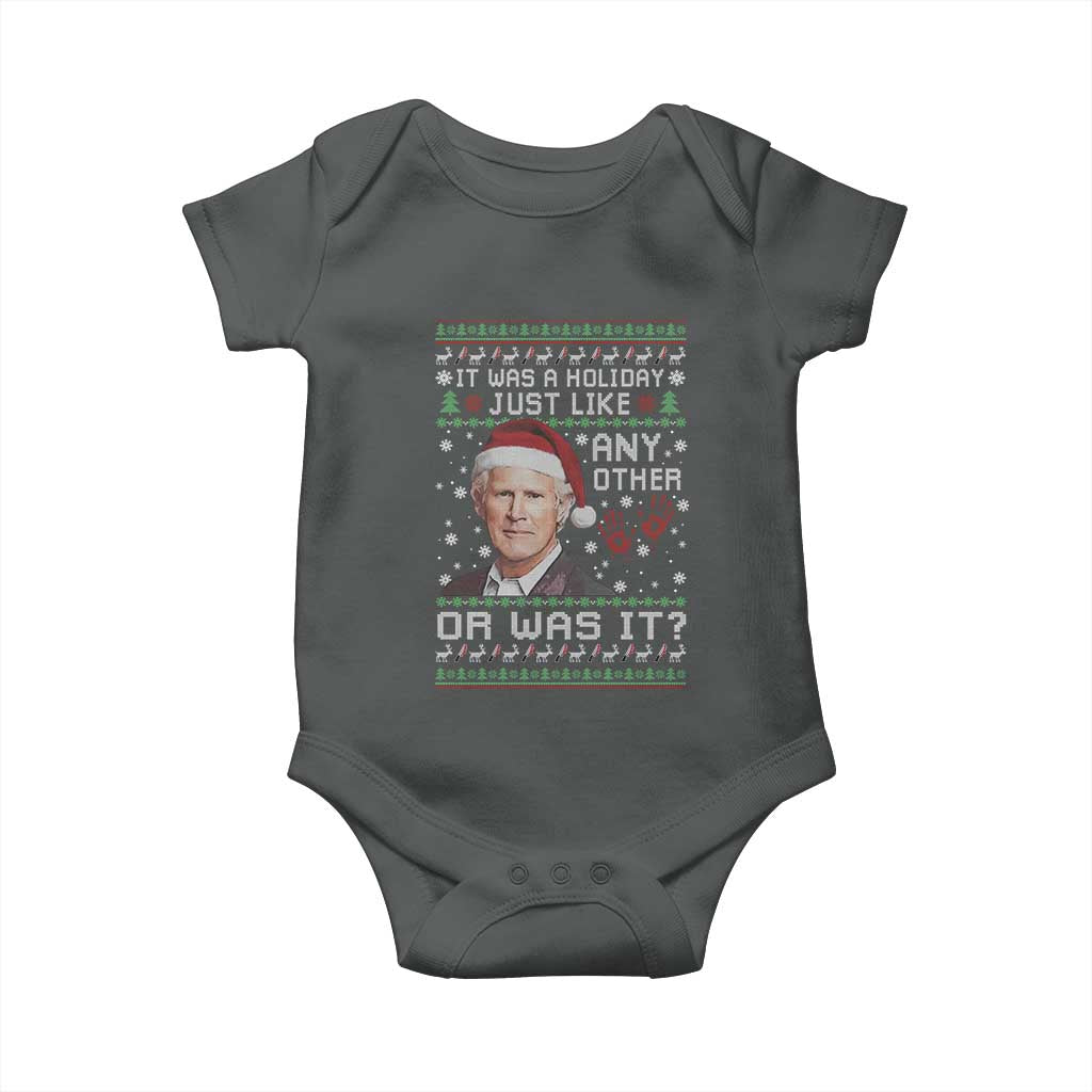 True Crime Christmas Keith Baby Onesie Funny It Was A Holiday Just Like Any Other Or Was It Bloody Hand - Wonder Print Shop