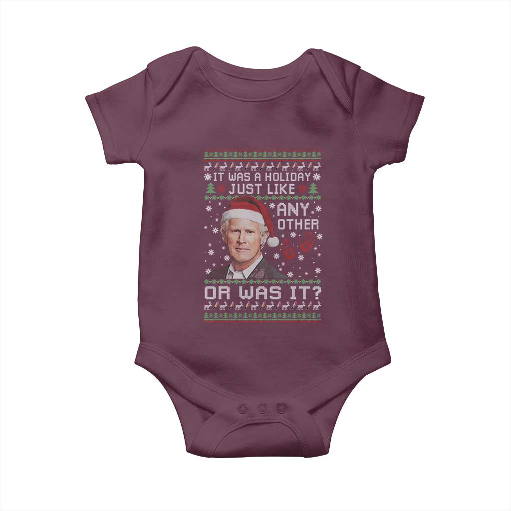 True Crime Christmas Keith Baby Onesie Funny It Was A Holiday Just Like Any Other Or Was It Bloody Hand - Wonder Print Shop