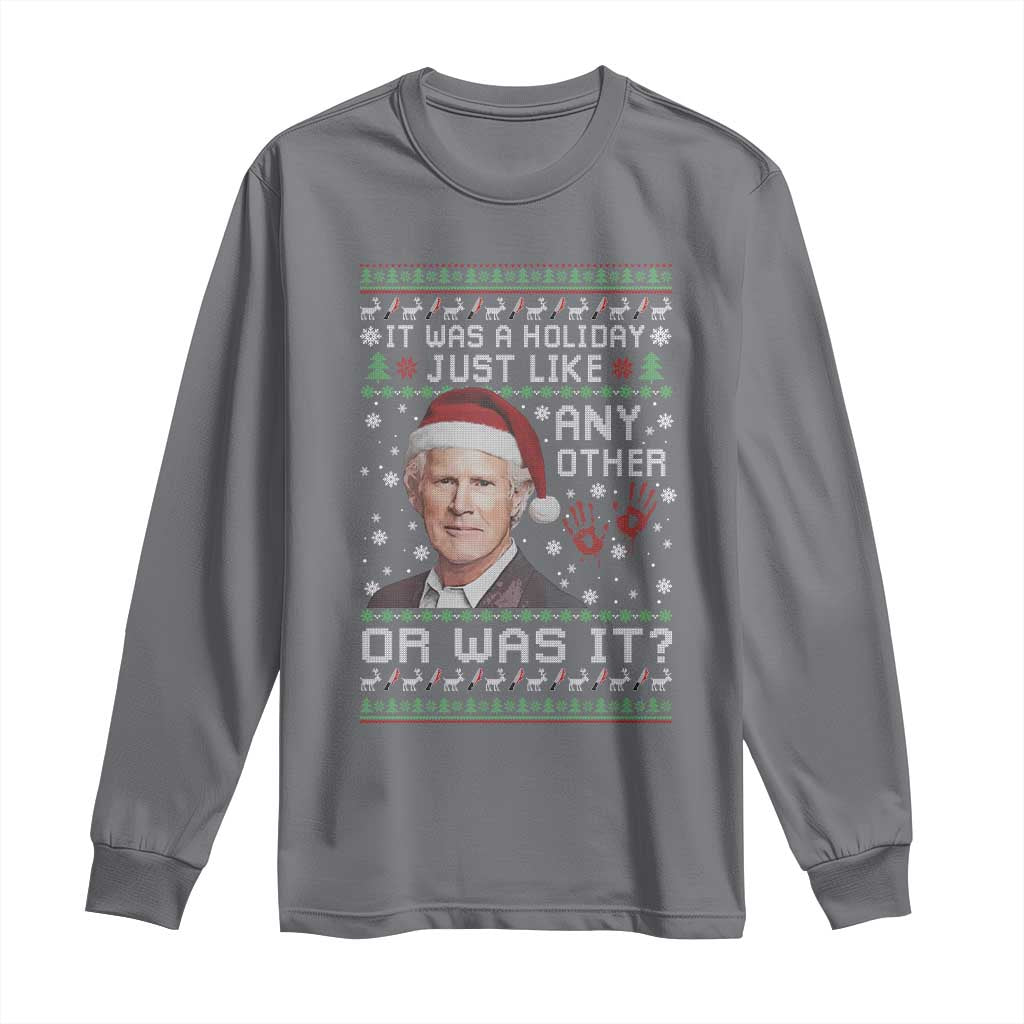 True Crime Christmas Keith Long Sleeve Shirt Funny It Was A Holiday Just Like Any Other Or Was It Bloody Hand - Wonder Print Shop