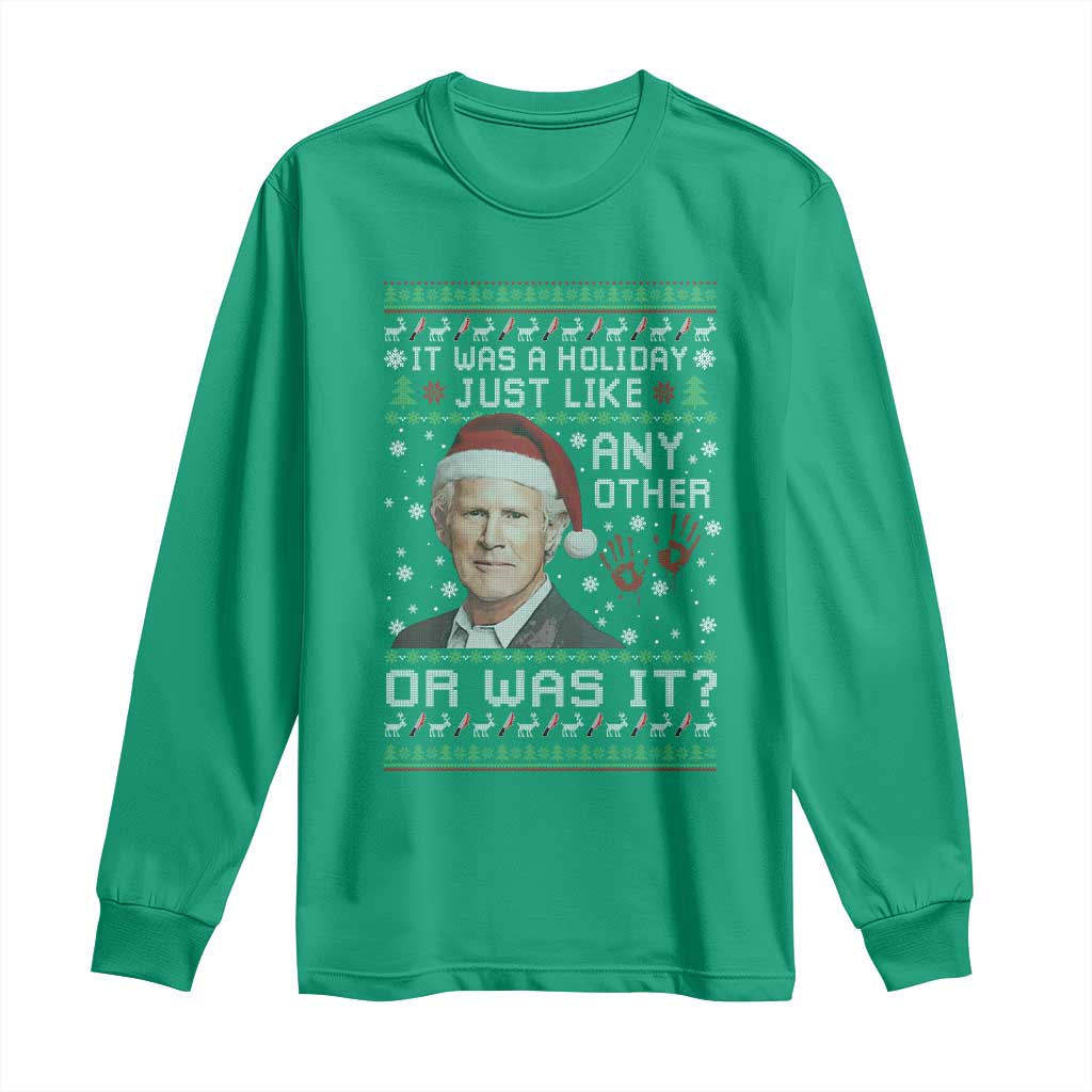 True Crime Christmas Keith Long Sleeve Shirt Funny It Was A Holiday Just Like Any Other Or Was It Bloody Hand - Wonder Print Shop