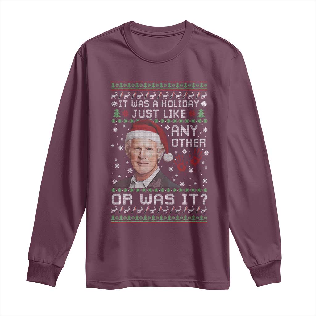 True Crime Christmas Keith Long Sleeve Shirt Funny It Was A Holiday Just Like Any Other Or Was It Bloody Hand - Wonder Print Shop