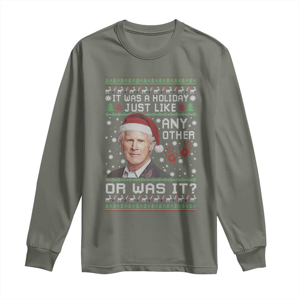 True Crime Christmas Keith Long Sleeve Shirt Funny It Was A Holiday Just Like Any Other Or Was It Bloody Hand - Wonder Print Shop