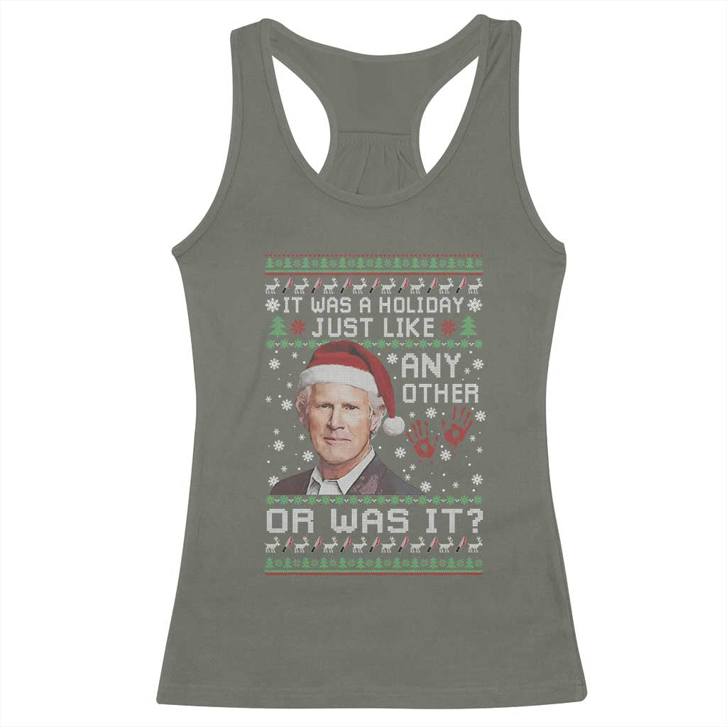 True Crime Christmas Keith Racerback Tank Top Funny It Was A Holiday Just Like Any Other Or Was It Bloody Hand - Wonder Print Shop