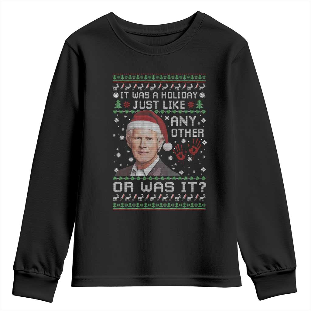 True Crime Christmas Keith Youth Sweatshirt Funny It Was A Holiday Just Like Any Other Or Was It Bloody Hand - Wonder Print Shop