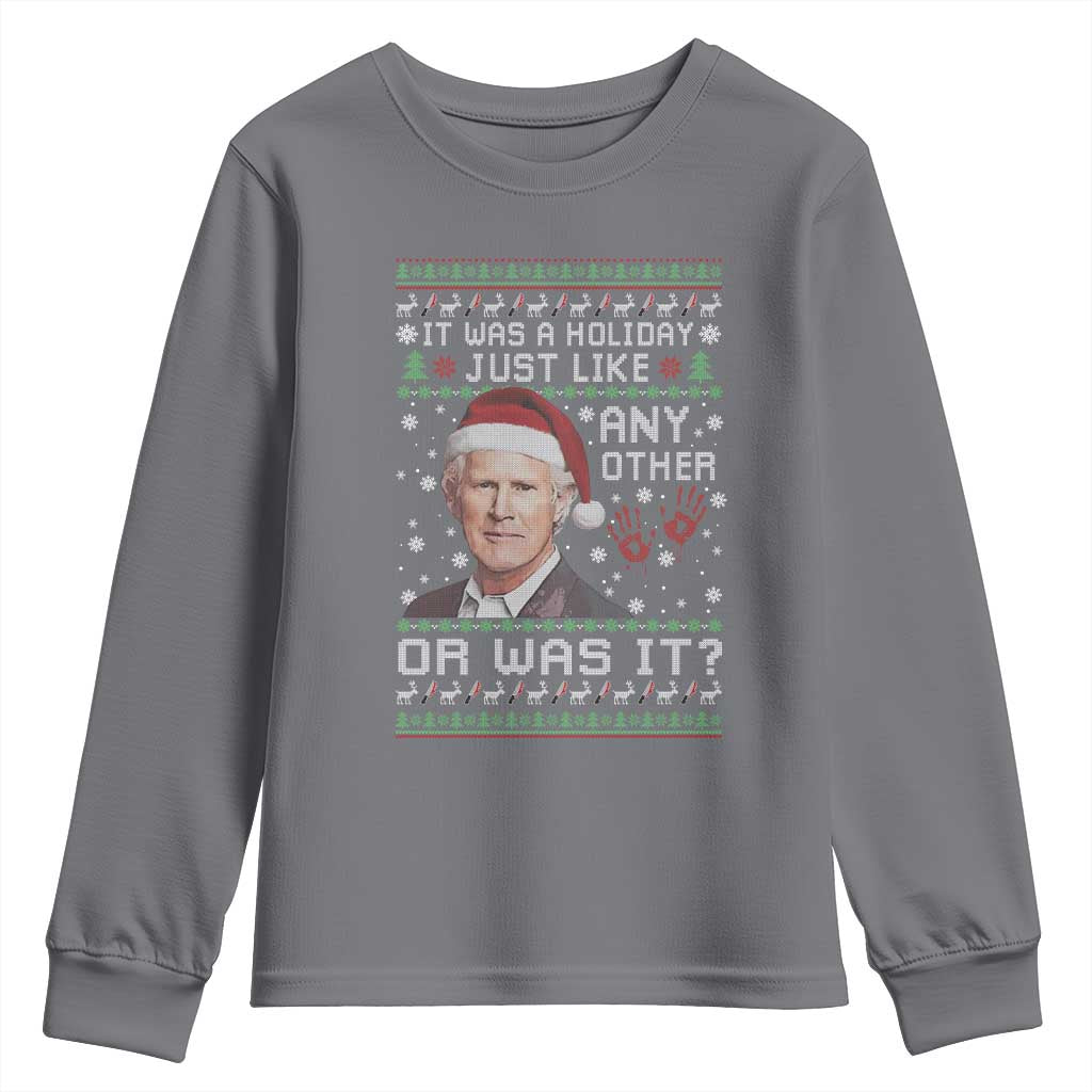True Crime Christmas Keith Youth Sweatshirt Funny It Was A Holiday Just Like Any Other Or Was It Bloody Hand - Wonder Print Shop
