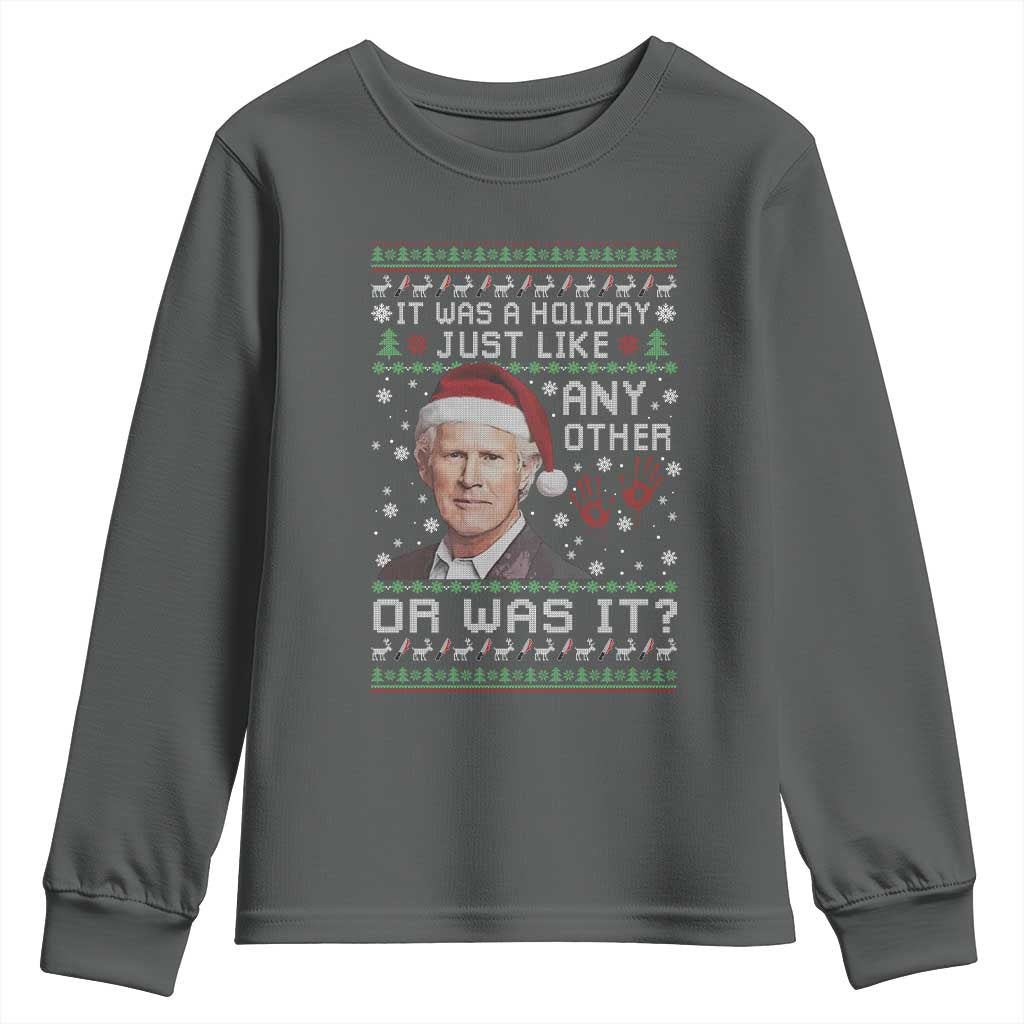 True Crime Christmas Keith Youth Sweatshirt Funny It Was A Holiday Just Like Any Other Or Was It Bloody Hand - Wonder Print Shop
