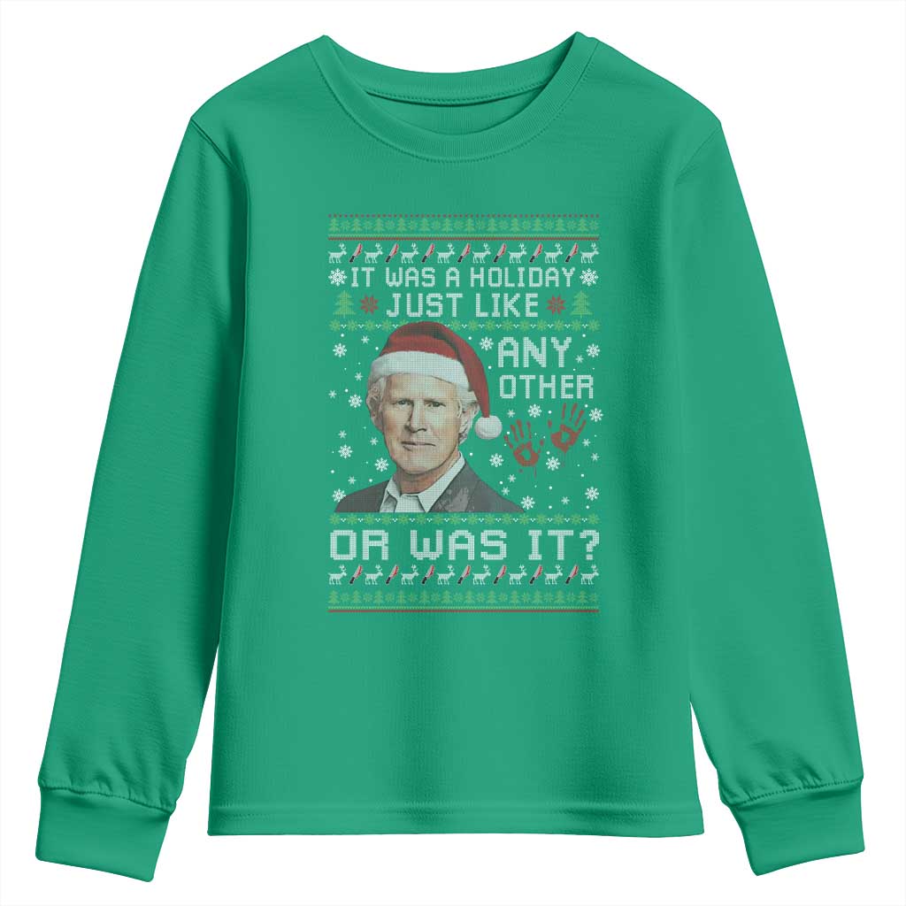 True Crime Christmas Keith Youth Sweatshirt Funny It Was A Holiday Just Like Any Other Or Was It Bloody Hand - Wonder Print Shop