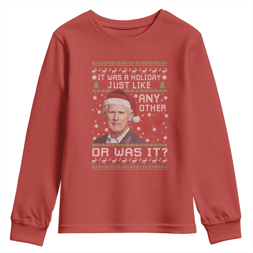 True Crime Christmas Keith Youth Sweatshirt Funny It Was A Holiday Just Like Any Other Or Was It Bloody Hand - Wonder Print Shop