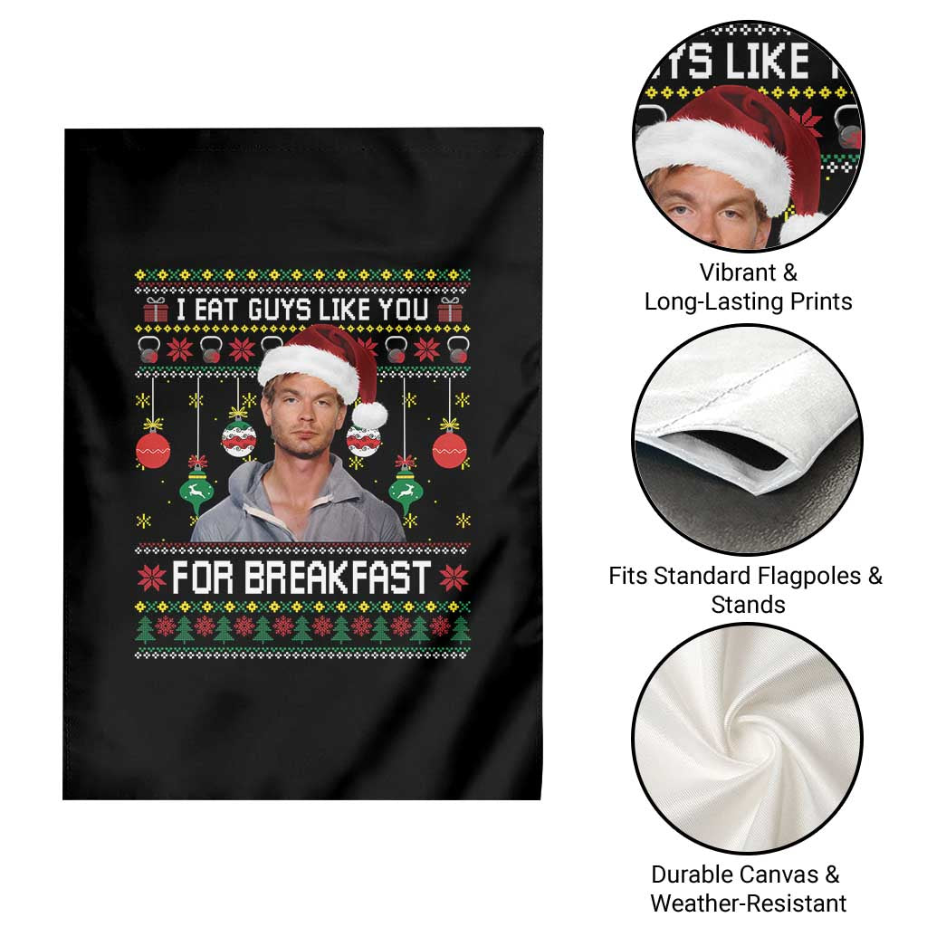 Funny Christmas Jeffrey Dahmer Garden Flag I Eat Guys Like You For Breakfast Serial Killer - Wonder Print Shop