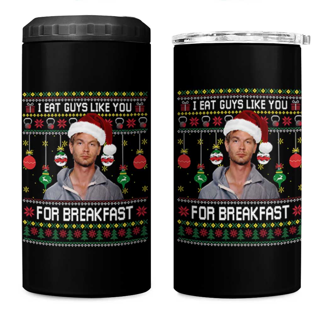 Funny Christmas Jeffrey Dahmer 4 in 1 Can Cooler Tumbler I Eat Guys Like You For Breakfast Serial Killer - Wonder Print Shop