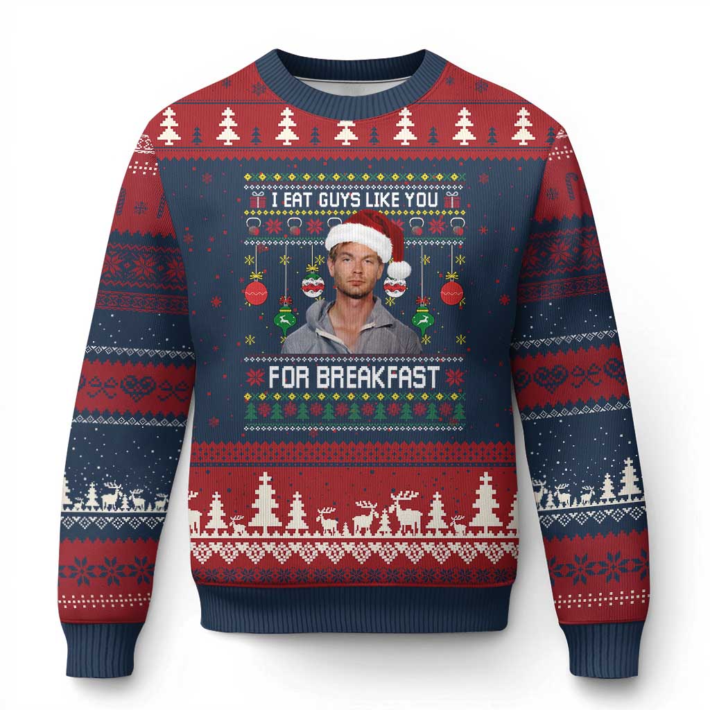 Funny Xmas Jeffrey Dahmer Ugly Christmas Sweater I Eat Guys Like You For Breakfast Serial Killer - Wonder Print Shop