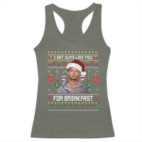 Funny Christmas Jeffrey Dahmer Racerback Tank Top I Eat Guys Like You For Breakfast Serial Killer - Wonder Print Shop