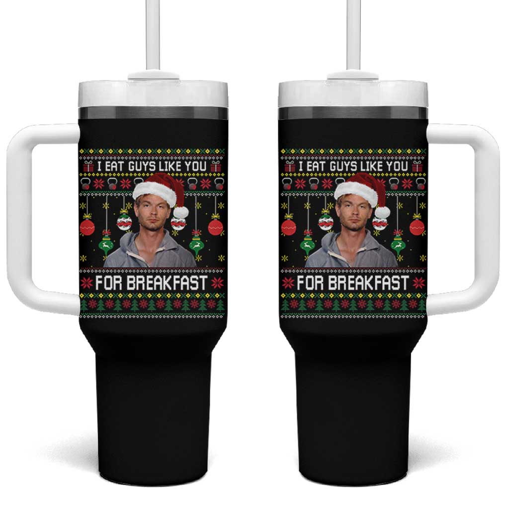 Funny Christmas Jeffrey Dahmer Tumbler With Handle I Eat Guys Like You For Breakfast Serial Killer - Wonder Print Shop