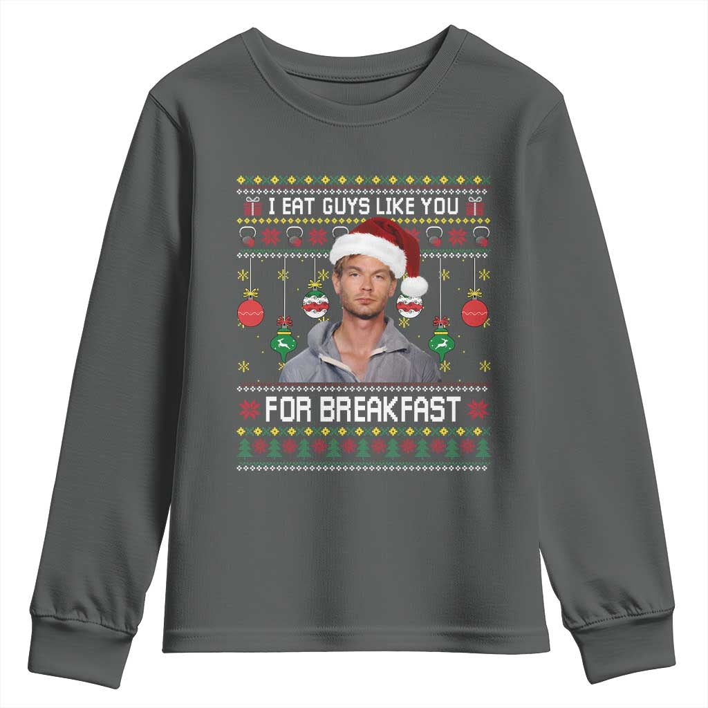Funny Christmas Jeffrey Dahmer Youth Sweatshirt I Eat Guys Like You For Breakfast Serial Killer - Wonder Print Shop