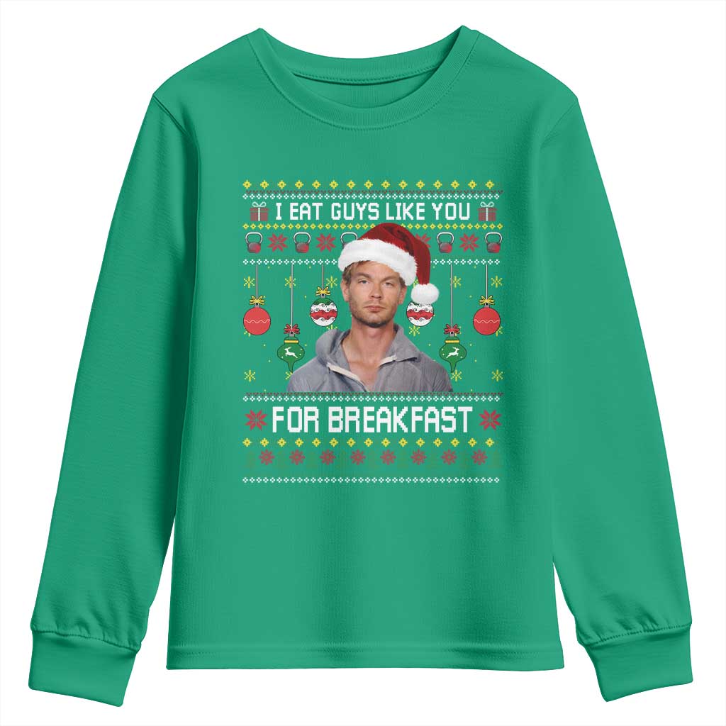 Funny Christmas Jeffrey Dahmer Youth Sweatshirt I Eat Guys Like You For Breakfast Serial Killer - Wonder Print Shop