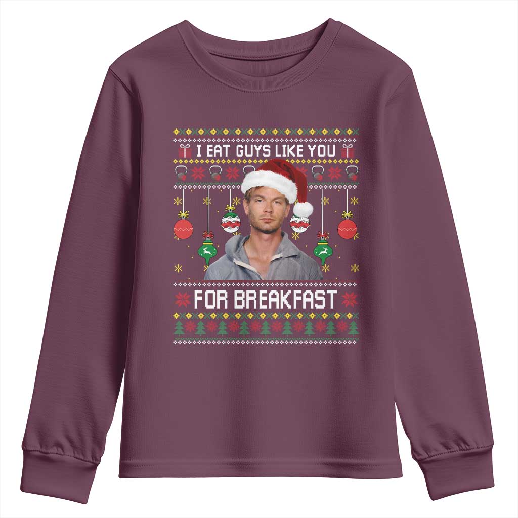 Funny Christmas Jeffrey Dahmer Youth Sweatshirt I Eat Guys Like You For Breakfast Serial Killer - Wonder Print Shop