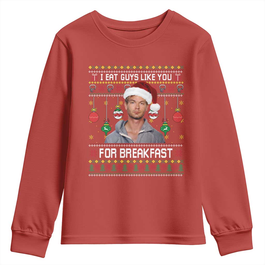 Funny Christmas Jeffrey Dahmer Youth Sweatshirt I Eat Guys Like You For Breakfast Serial Killer - Wonder Print Shop