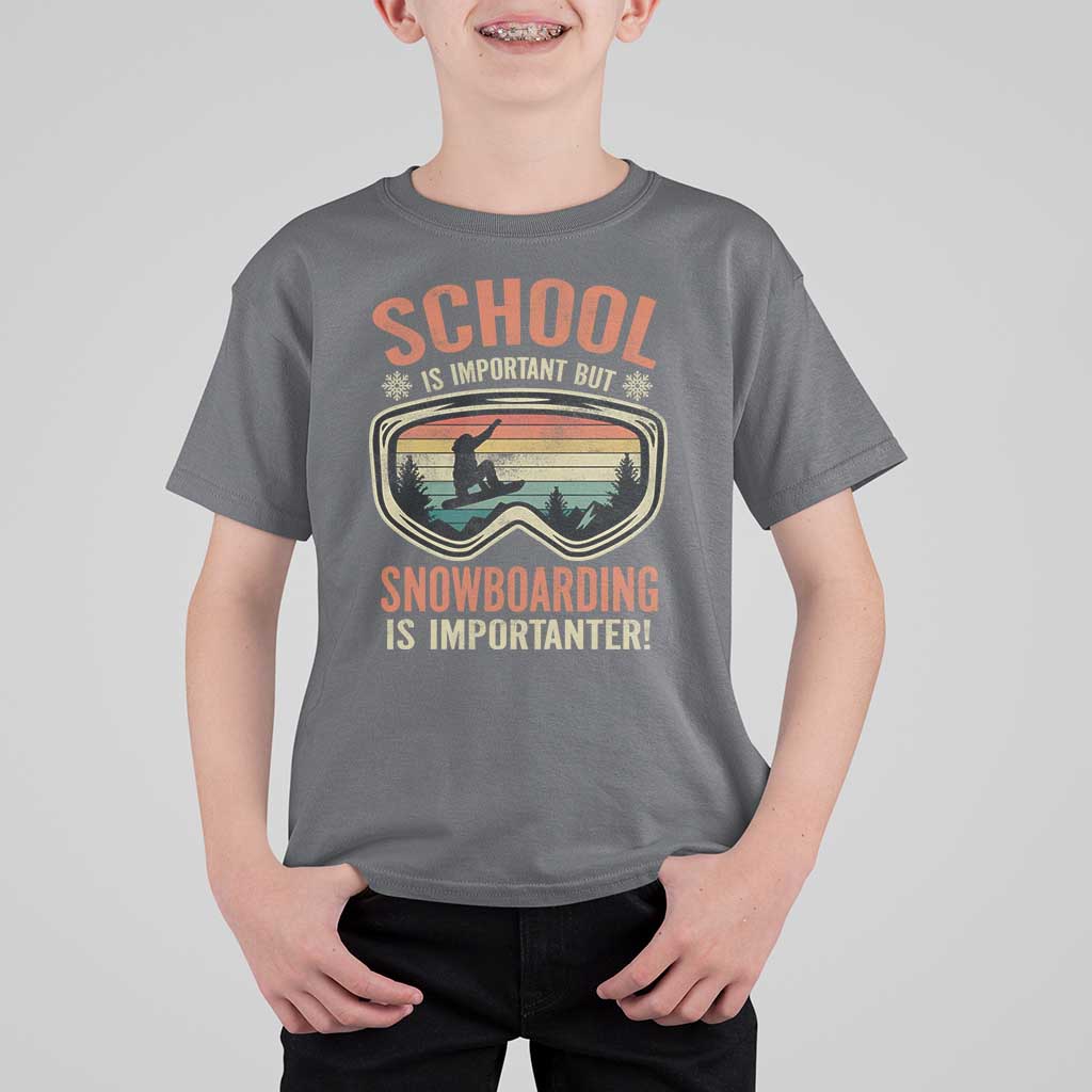 Funny School Is Important But Snowboarding Is Importanter T Shirt For Kid - Wonder Print Shop