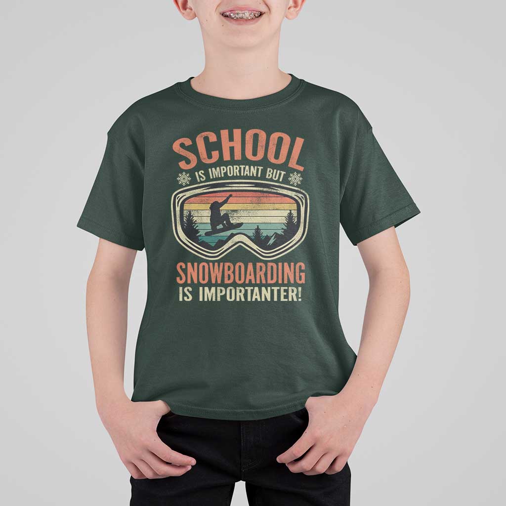 Funny School Is Important But Snowboarding Is Importanter T Shirt For Kid - Wonder Print Shop