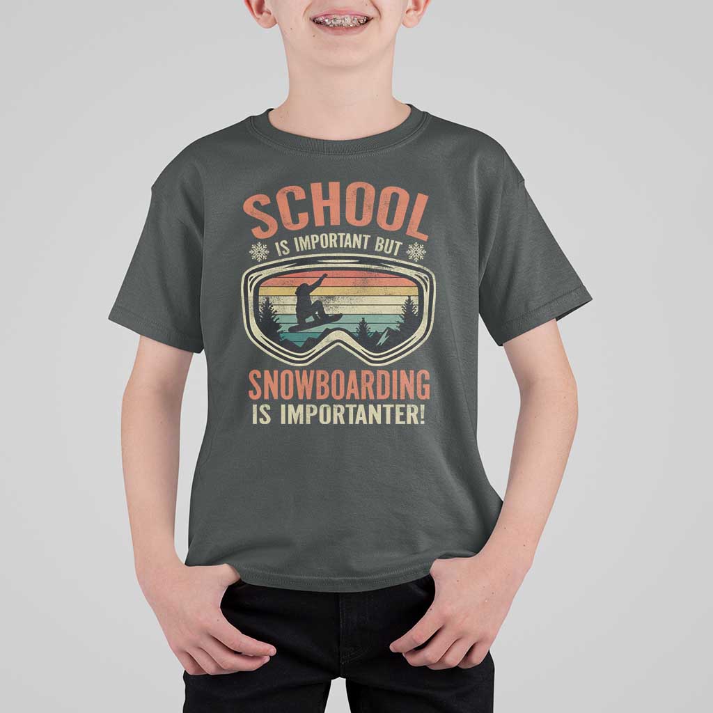 Funny School Is Important But Snowboarding Is Importanter T Shirt For Kid - Wonder Print Shop