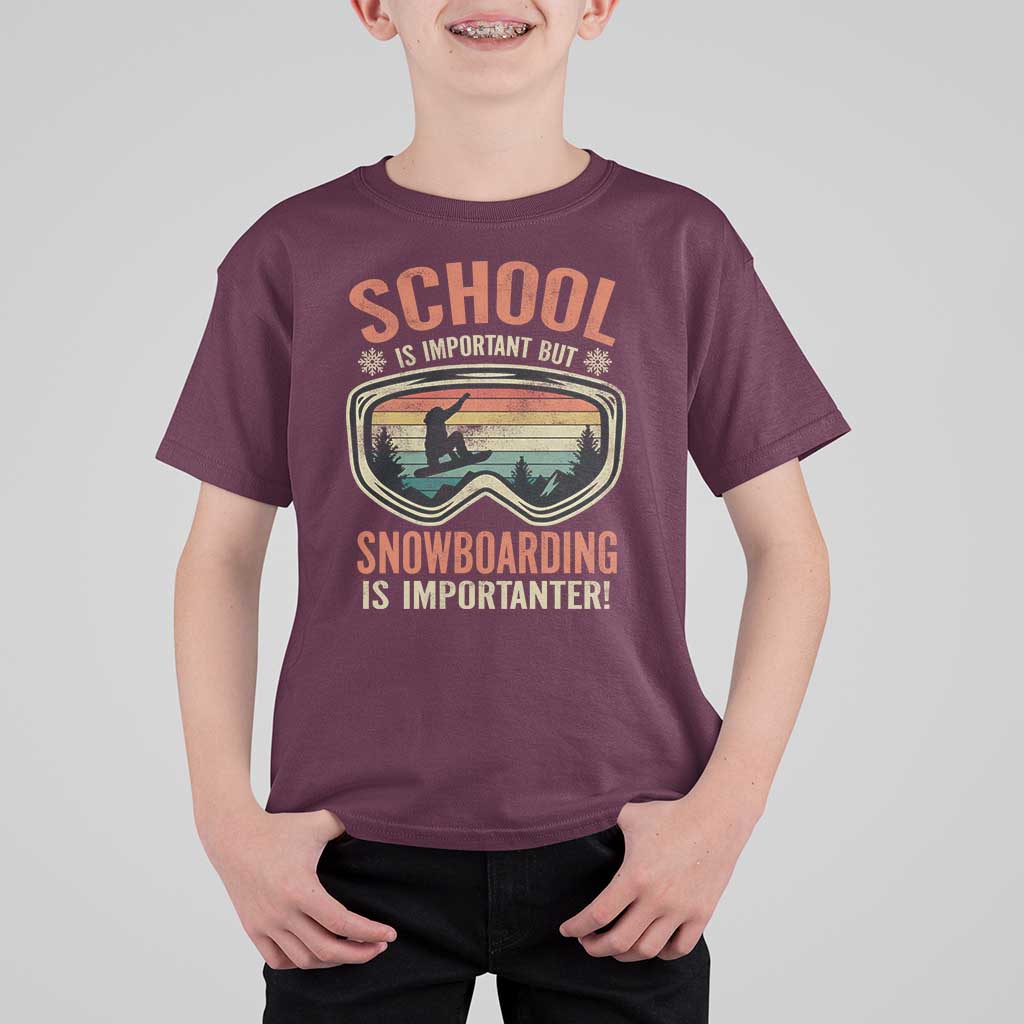 Funny School Is Important But Snowboarding Is Importanter T Shirt For Kid - Wonder Print Shop