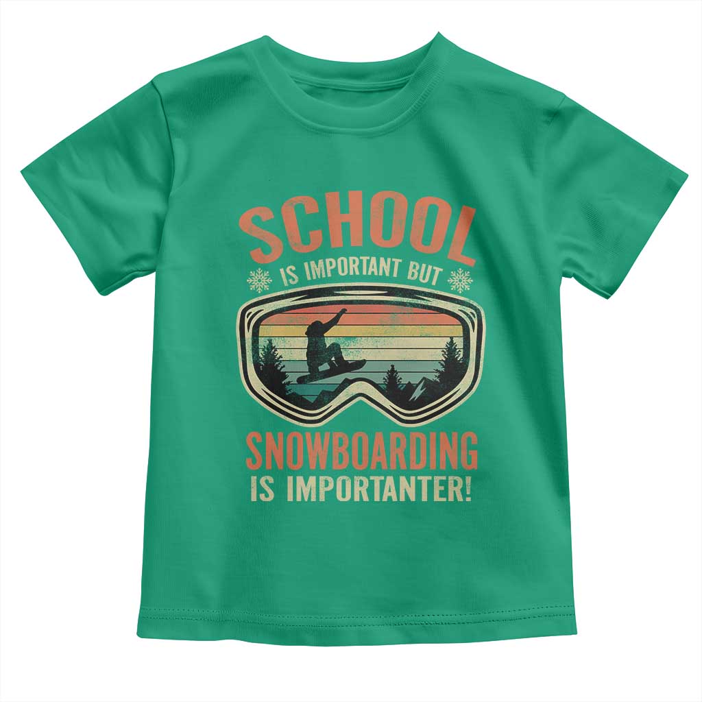 Funny School Is Important But Snowboarding Is Importanter Toddler T Shirt - Wonder Print Shop