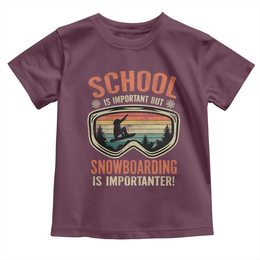 Funny School Is Important But Snowboarding Is Importanter Toddler T Shirt - Wonder Print Shop