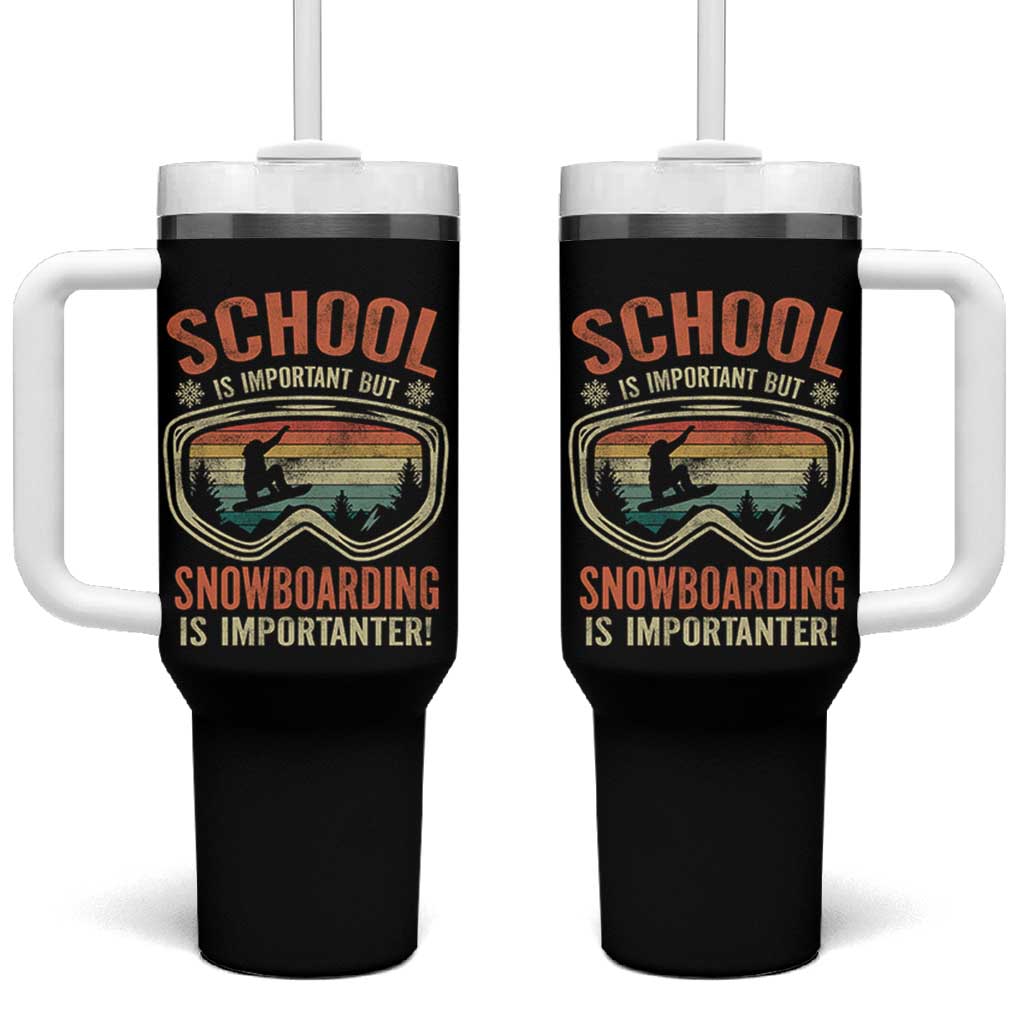 Funny School Is Important But Snowboarding Is Importanter Tumbler With Handle - Wonder Print Shop