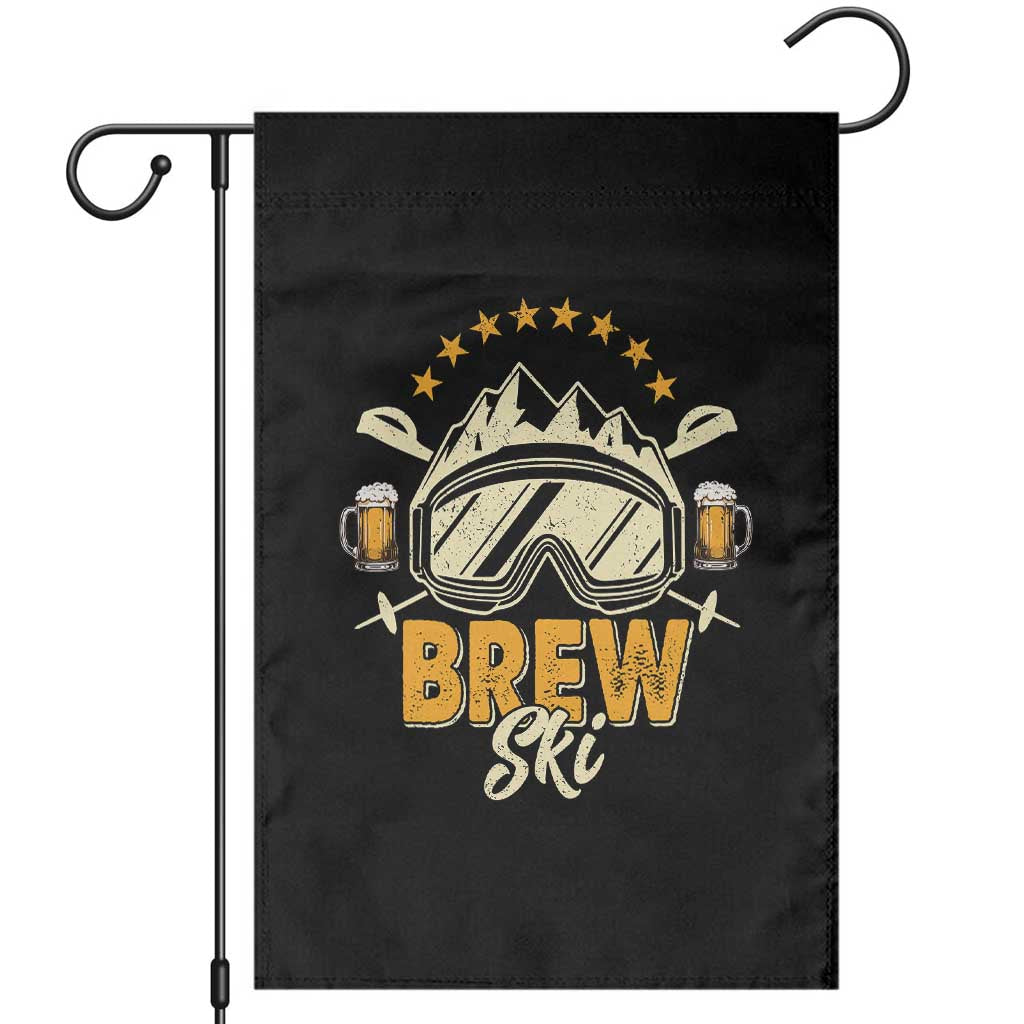 Brewski Skiing Beer Garden Flag Funny Skiing Skier Ski Vacation - Wonder Print Shop