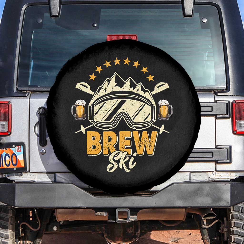 Brewski Skiing Beer Spare Tire Cover Funny Skiing Skier Ski Vacation - Wonder Print Shop