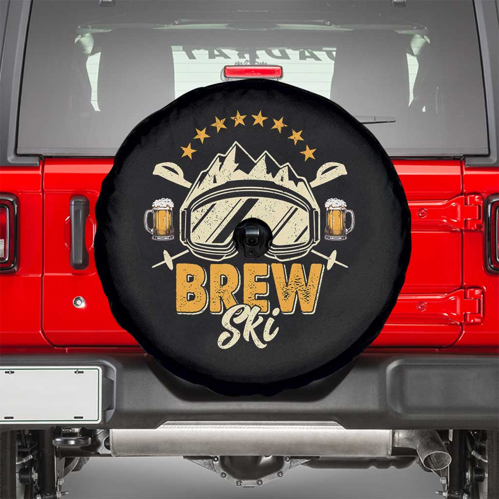 Brewski Skiing Beer Spare Tire Cover Funny Skiing Skier Ski Vacation - Wonder Print Shop
