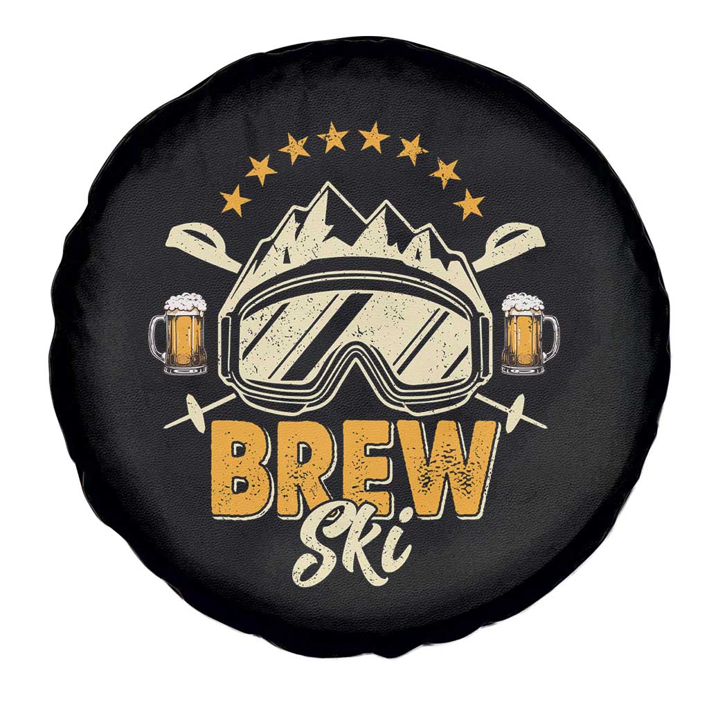 Brewski Skiing Beer Spare Tire Cover Funny Skiing Skier Ski Vacation - Wonder Print Shop