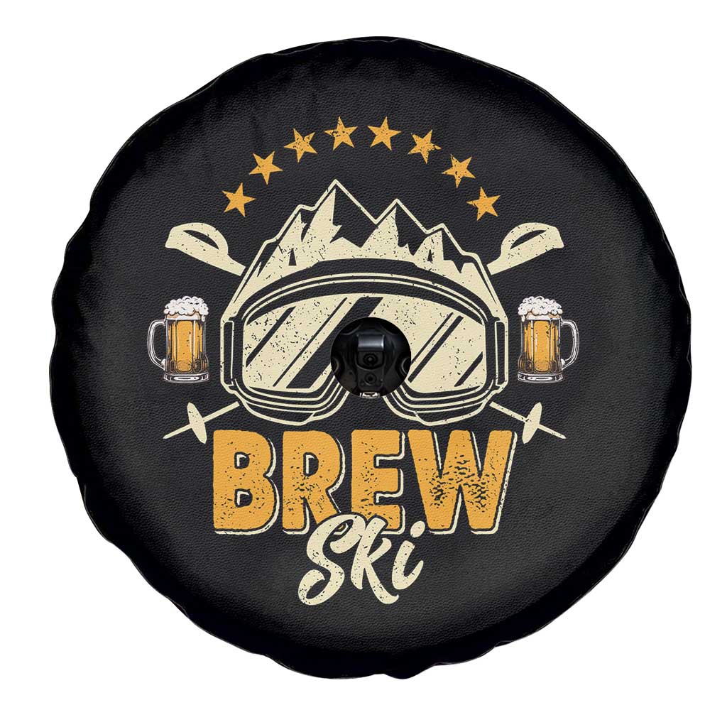Brewski Skiing Beer Spare Tire Cover Funny Skiing Skier Ski Vacation - Wonder Print Shop