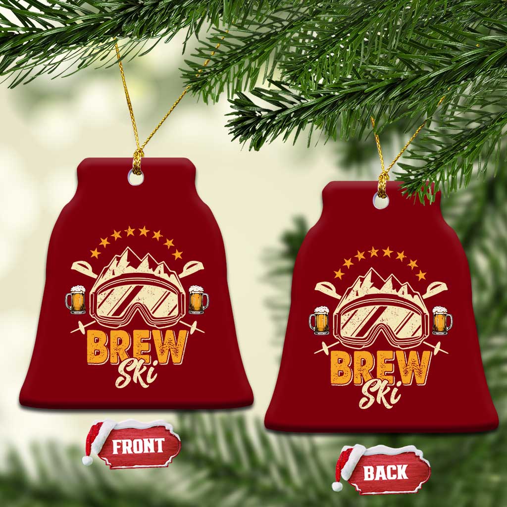 Brewski Skiing Beer Ceramic Ornament Funny Skiing Skier Ski Vacation - Wonder Print Shop