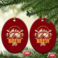 Brewski Skiing Beer Ceramic Ornament Funny Skiing Skier Ski Vacation - Wonder Print Shop