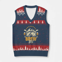 Brewski Skiing Beer V-Neck Knit Sweater Vest Funny Skiing Skier Ski Vacation - Wonder Print Shop