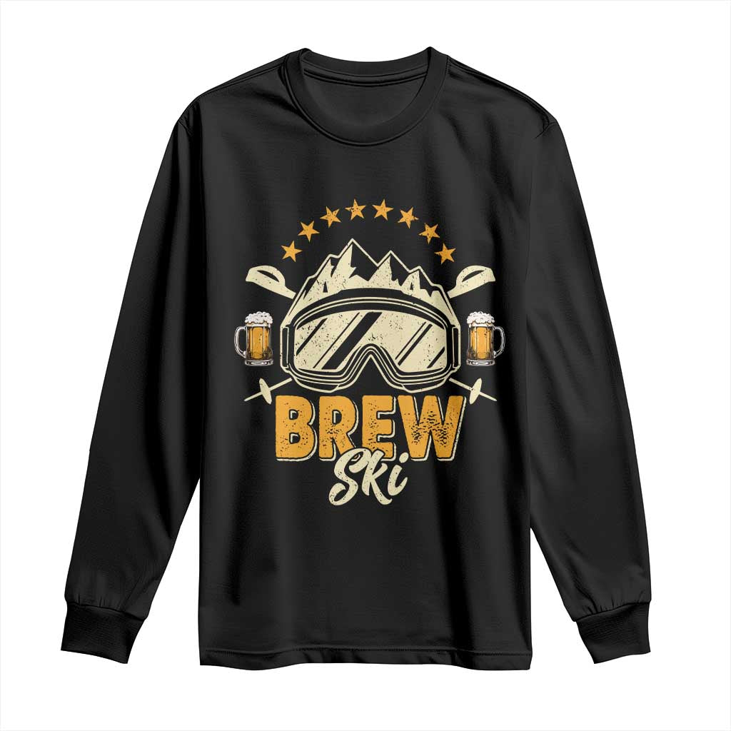 Brewski Skiing Beer Long Sleeve Shirt Funny Skiing Skier Ski Vacation - Wonder Print Shop