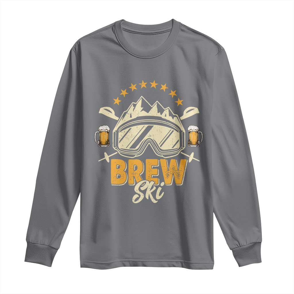 Brewski Skiing Beer Long Sleeve Shirt Funny Skiing Skier Ski Vacation - Wonder Print Shop