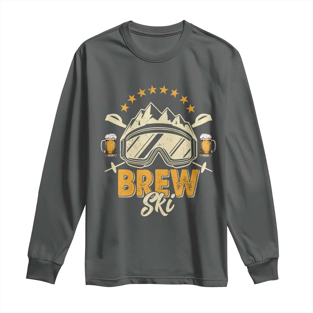 Brewski Skiing Beer Long Sleeve Shirt Funny Skiing Skier Ski Vacation - Wonder Print Shop