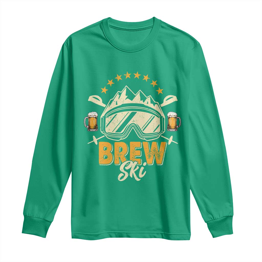 Brewski Skiing Beer Long Sleeve Shirt Funny Skiing Skier Ski Vacation - Wonder Print Shop