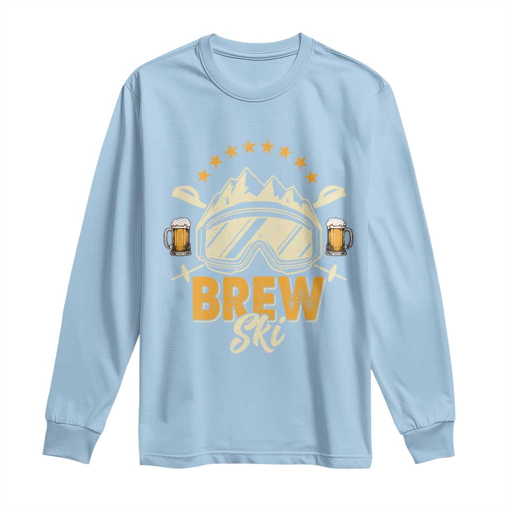 Brewski Skiing Beer Long Sleeve Shirt Funny Skiing Skier Ski Vacation - Wonder Print Shop