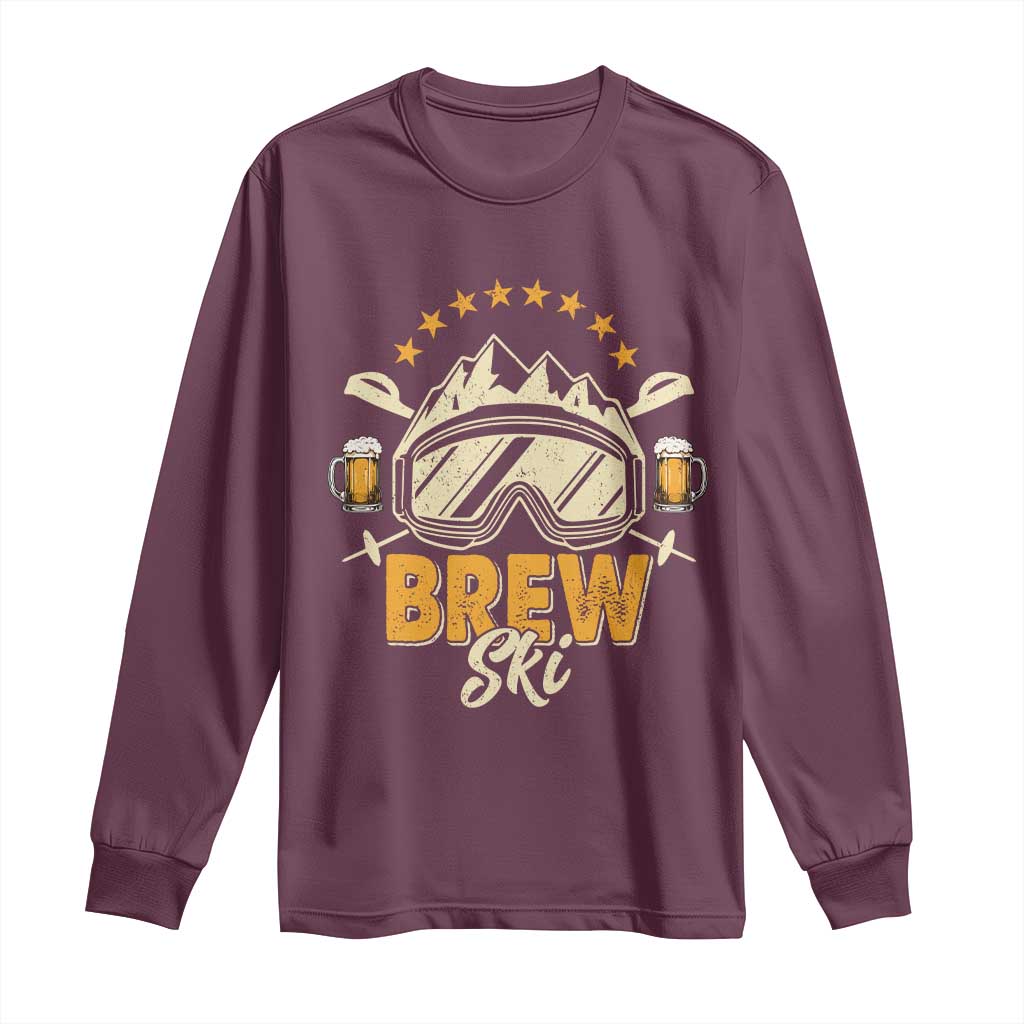 Brewski Skiing Beer Long Sleeve Shirt Funny Skiing Skier Ski Vacation - Wonder Print Shop
